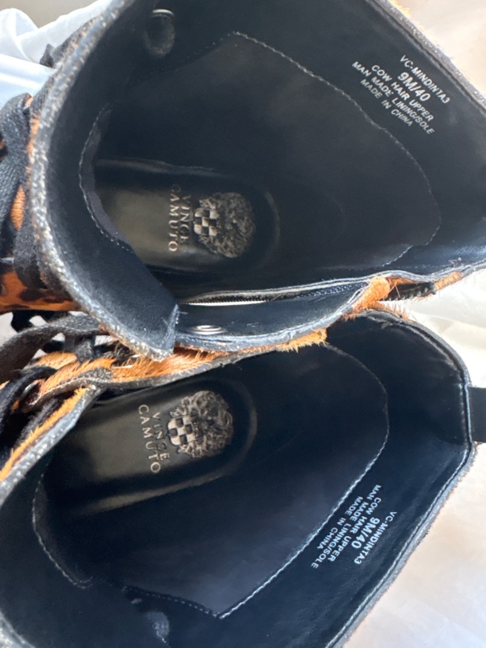 Vince Camuto Calf Skin Animal Print Combat Boots - Picture 7 of 7